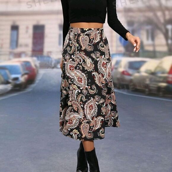 SHEIN VCAY Paisley Skirt - Picture 1 of 4